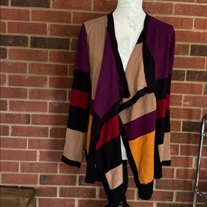 Grace Elements Cardigan XL Geometric Sweater Open Front Knit